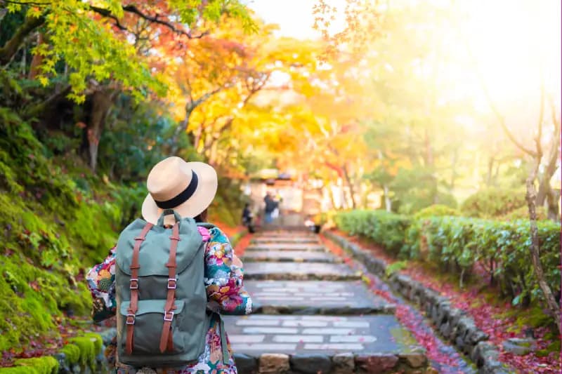 una turista in giappone , miglio periodo per andare in Giappone